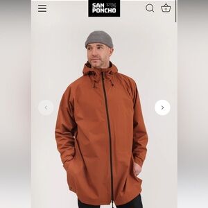 Unisex San Poncho Legacy Waterproof Jacket in Habanero
